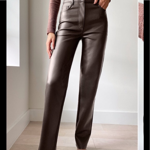 Aritzia Melina Pant Long Brown Vegan 